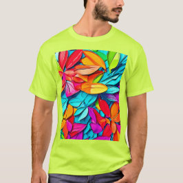 Vibrant Abstrakt Löv Art T Shirt