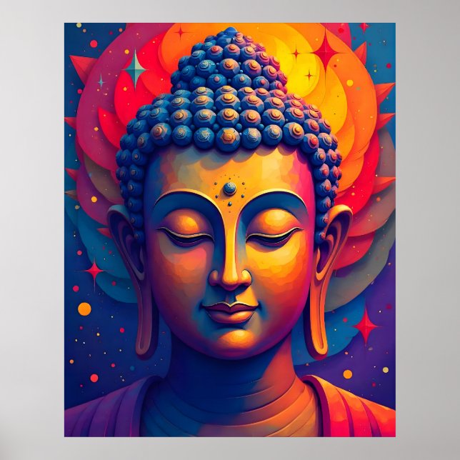 Vibrant Abstrakt Modern Art Buddha-målning Poster (Framsidan)