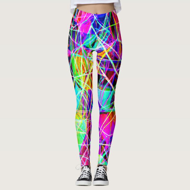Vibrant Abstrakt Mönster design Leggings (Framsida)