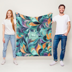 Vibrant Abstrakt Paisley-Inspired Mönster Fleecefilt