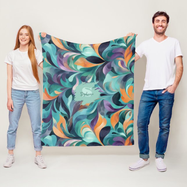 Vibrant Abstrakt Paisley-Inspired Mönster Fleecefilt (På plats)