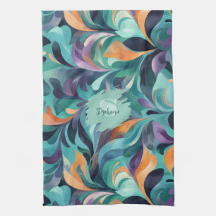 Vibrant Abstrakt Paisley-Inspired Mönster Kökshandduk