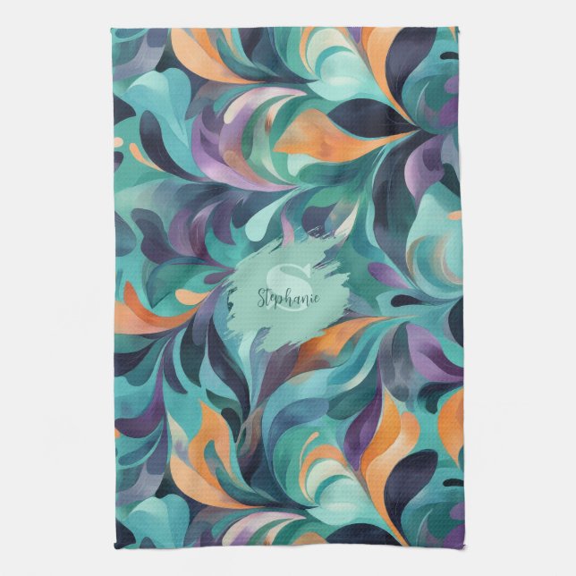 Vibrant Abstrakt Paisley-Inspired Mönster Kökshandduk (Vertikal)