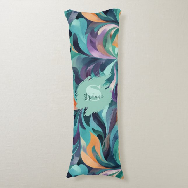 Vibrant Abstrakt Paisley-Inspired Mönster Kroppskudde (Framsidan Vertikal)