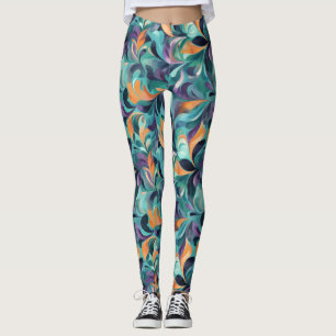Vibrant Abstrakt Paisley-Inspired Mönster Leggings