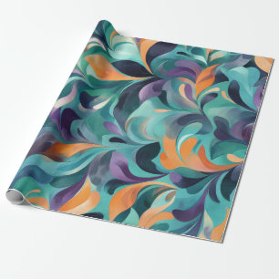Vibrant Abstrakt Paisley-Inspired Mönster Presentpapper