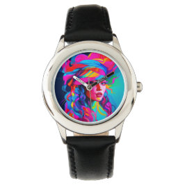 Vibrant Abstrakt Porträtt Armbandsur