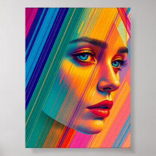 Vibrant Abstrakt Porträtt i en kvinna - Retrato Ab Poster