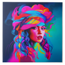 Vibrant Abstrakt Porträtt