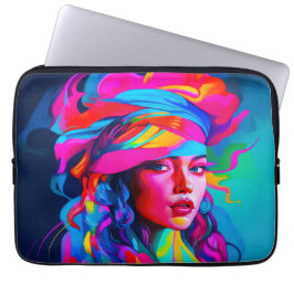 Vibrant Abstrakt Porträtt Laptop Fodral