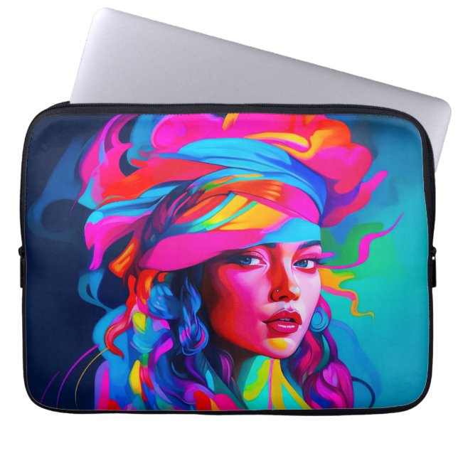 Vibrant Abstrakt Porträtt Laptop Fodral (Framsidan)