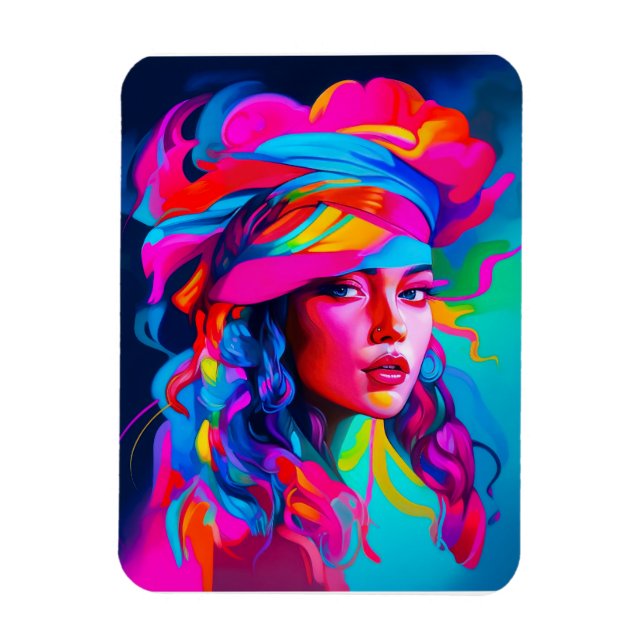 Vibrant Abstrakt Porträtt Magnet (Vertikal)