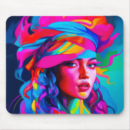 Vibrant Abstrakt Porträtt Musmatta