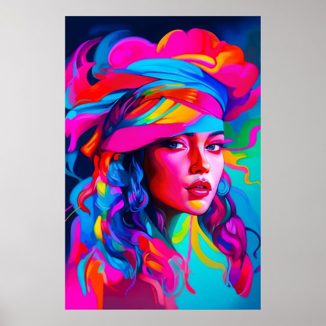 Vibrant Abstrakt Porträtt Poster (Framsidan)