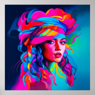 Vibrant Abstrakt Porträtt Poster