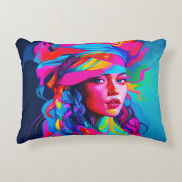 Vibrant Abstrakt Porträtt Prydnadskudde