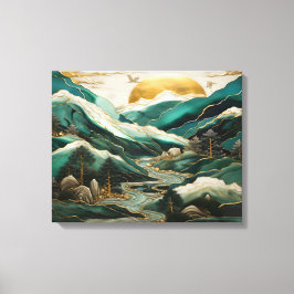 Vibrant Abstrakt Sunset Cranes Stretched Canvas Pr