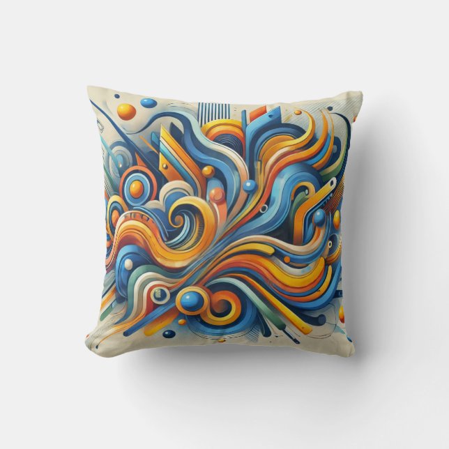 Vibrant Abstrakt Swirl Dekorativ kudde (Framsida)
