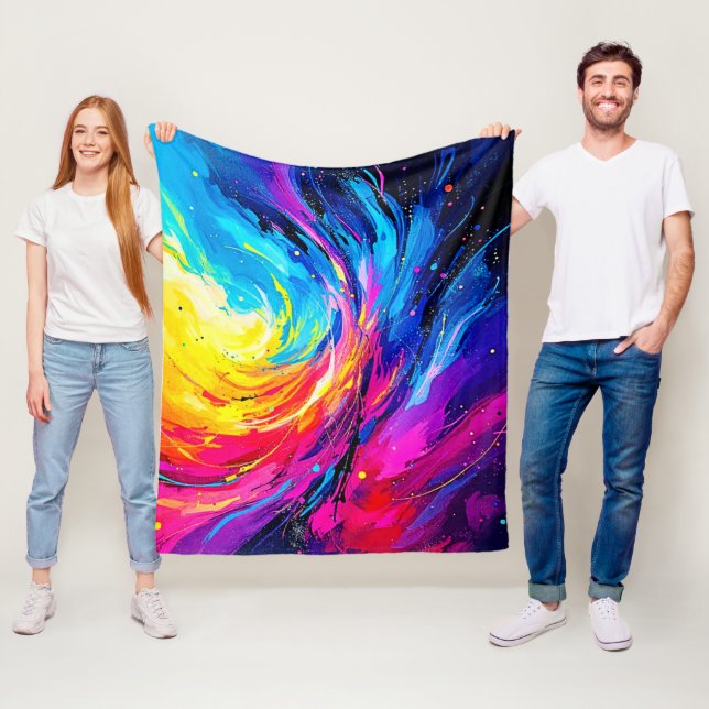 Vibrant Abstrakt Swirl Fleecefilt (På plats)