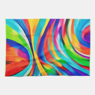 Vibrant Abstrakt Swirling Färg Art Kökshandduk