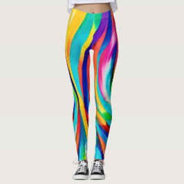 Vibrant Abstrakt Swirling Färg Art Leggings