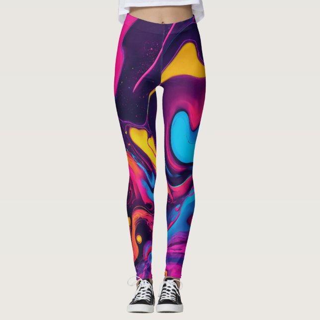 ’Vibrant Abstrakt Swirls’ Leggings (Framsida)