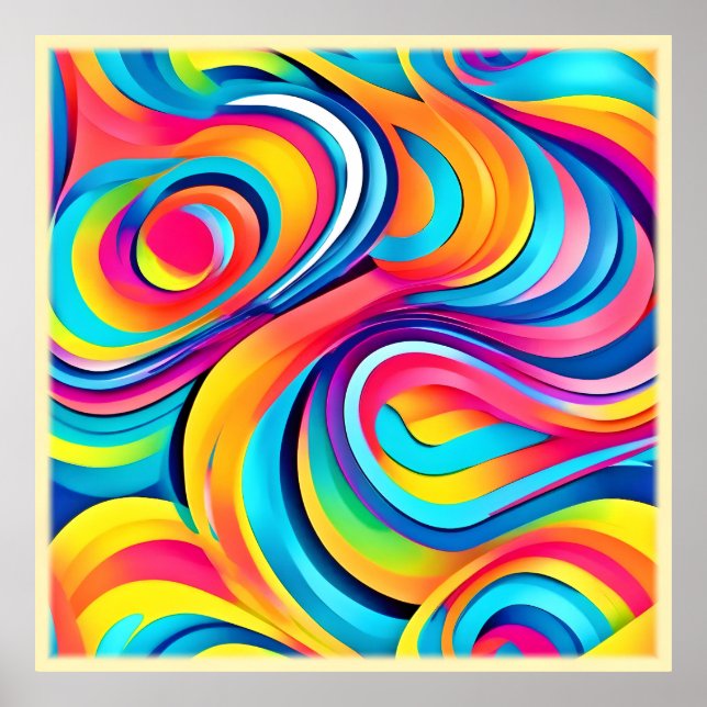 Vibrant Abstrakt Swirls of Färg Poster (Framsidan)