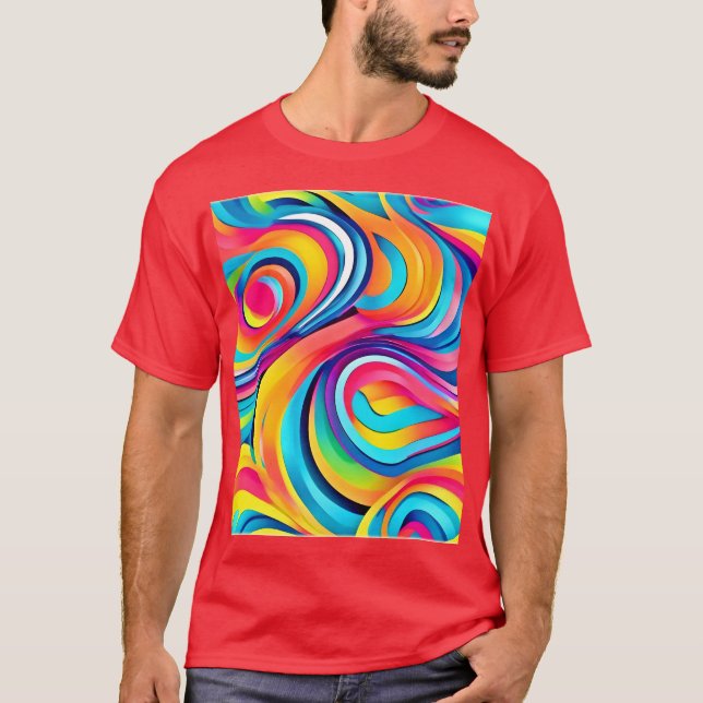 Vibrant Abstrakt Swirls of Färg T Shirt (Framsida)