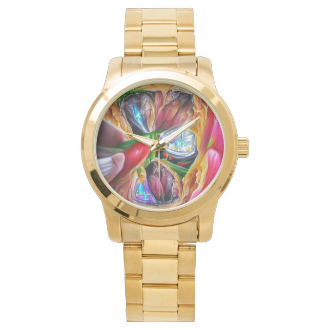 Vibrant Abstrakt Tulip Reflection Armbandsur (Framsida)