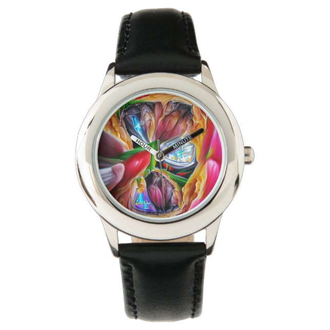 Vibrant Abstrakt Tulip Reflection Armbandsur (Framsida)