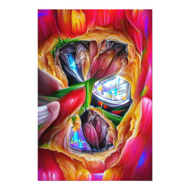 Vibrant Abstrakt Tulip Reflection Fototryck (Framsidan)