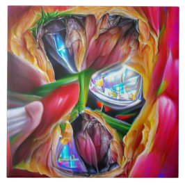 Vibrant Abstrakt Tulip Reflection Kakelplatta