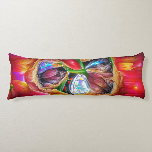 Vibrant Abstrakt Tulip Reflection Kroppskudde (Framsidan)