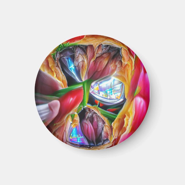 Vibrant Abstrakt Tulip Reflection Magnet (Framsidan)