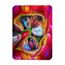 Vibrant Abstrakt Tulip Reflection Magnet