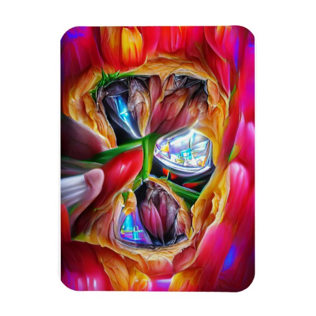 Vibrant Abstrakt Tulip Reflection Magnet (Vertikal)