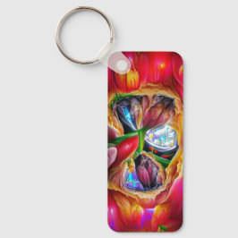 Vibrant Abstrakt Tulip Reflection Nyckelring