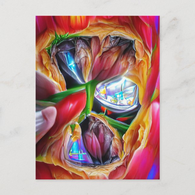 Vibrant Abstrakt Tulip Reflection Vykort (Framsida)