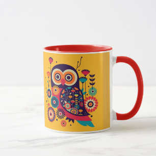 Vibrant abstrakt uggla-design mugg