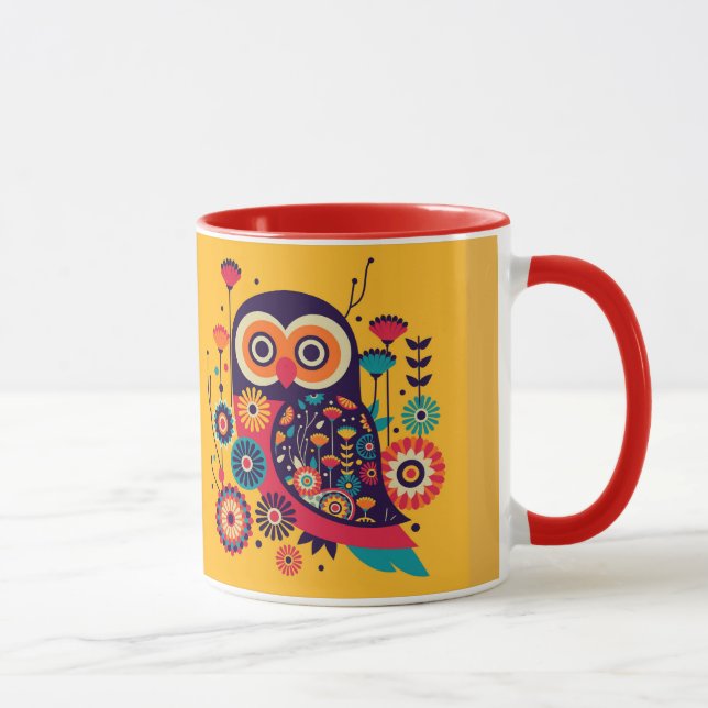 Vibrant abstrakt uggla-design mugg (Höger)