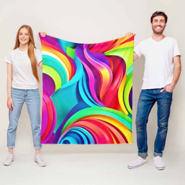 Vibrant Abstrakt Vinkarare i Dynamic Färg Fleecefilt (På plats)