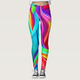 Vibrant Abstrakt Vinkarare i Dynamic Färg Leggings