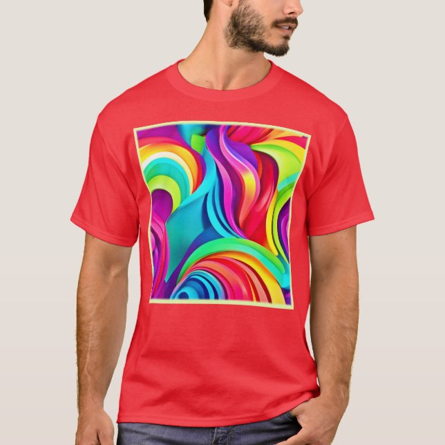 Vibrant Abstrakt Vinkarare i Dynamic Färg T Shirt (Framsida)