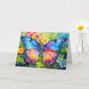 Vibrant Adsible Butterfly Art Grattis på födelseda Kort