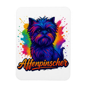 Vibrant Affenpinscher Pop Art Porträtt - Färgstark Magnet