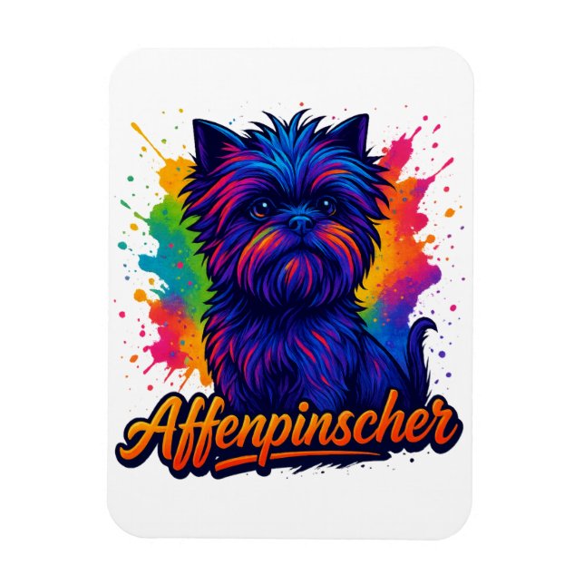Vibrant Affenpinscher Pop Art Porträtt - Färgstark Magnet (Vertikal)