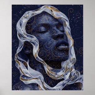 Vibrant African American Man i Intricate Huva Pos Poster