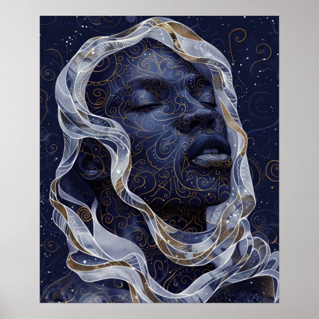 Vibrant African American Man i Intricate Huva Pos Poster (Framsidan)