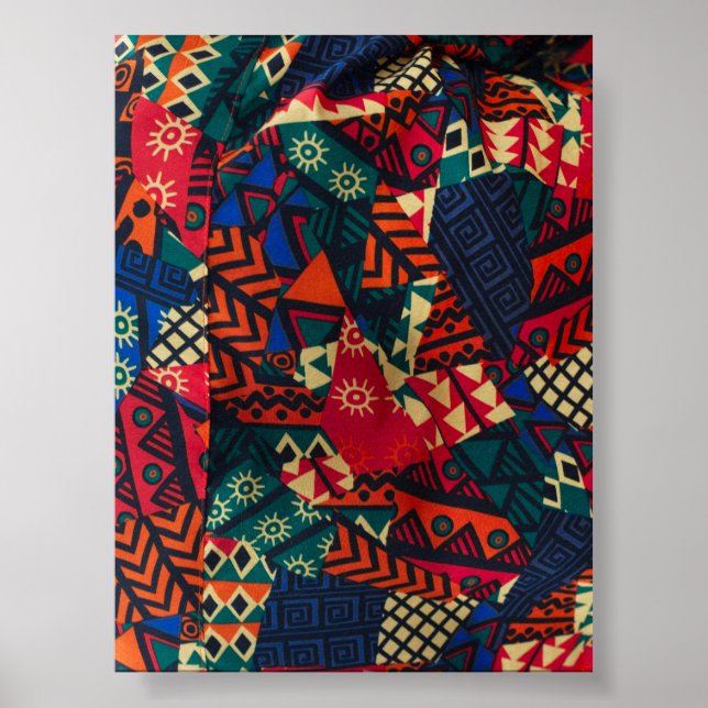 Vibrant African Geometric Tribal Abstract Pattern  Poster (Framsidan)