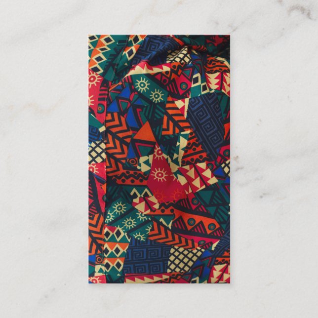 Vibrant African Geometric Tribal Abstract Pattern  Visitkort (Framsida)